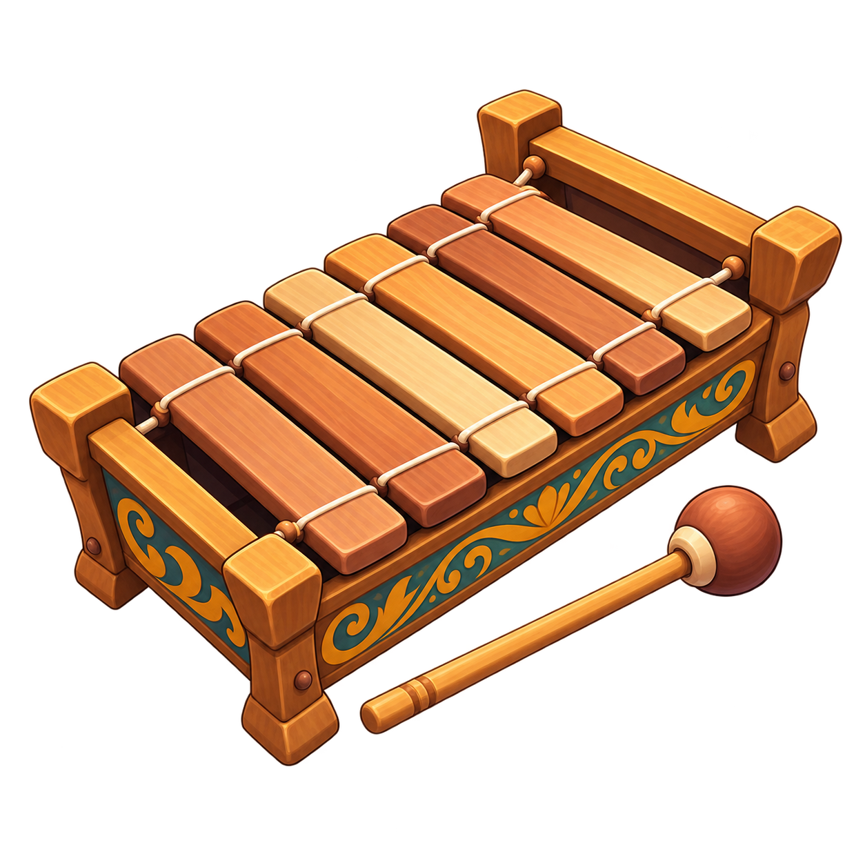 Alat musik pukul tradisional dari kayu beserta pemukulnya