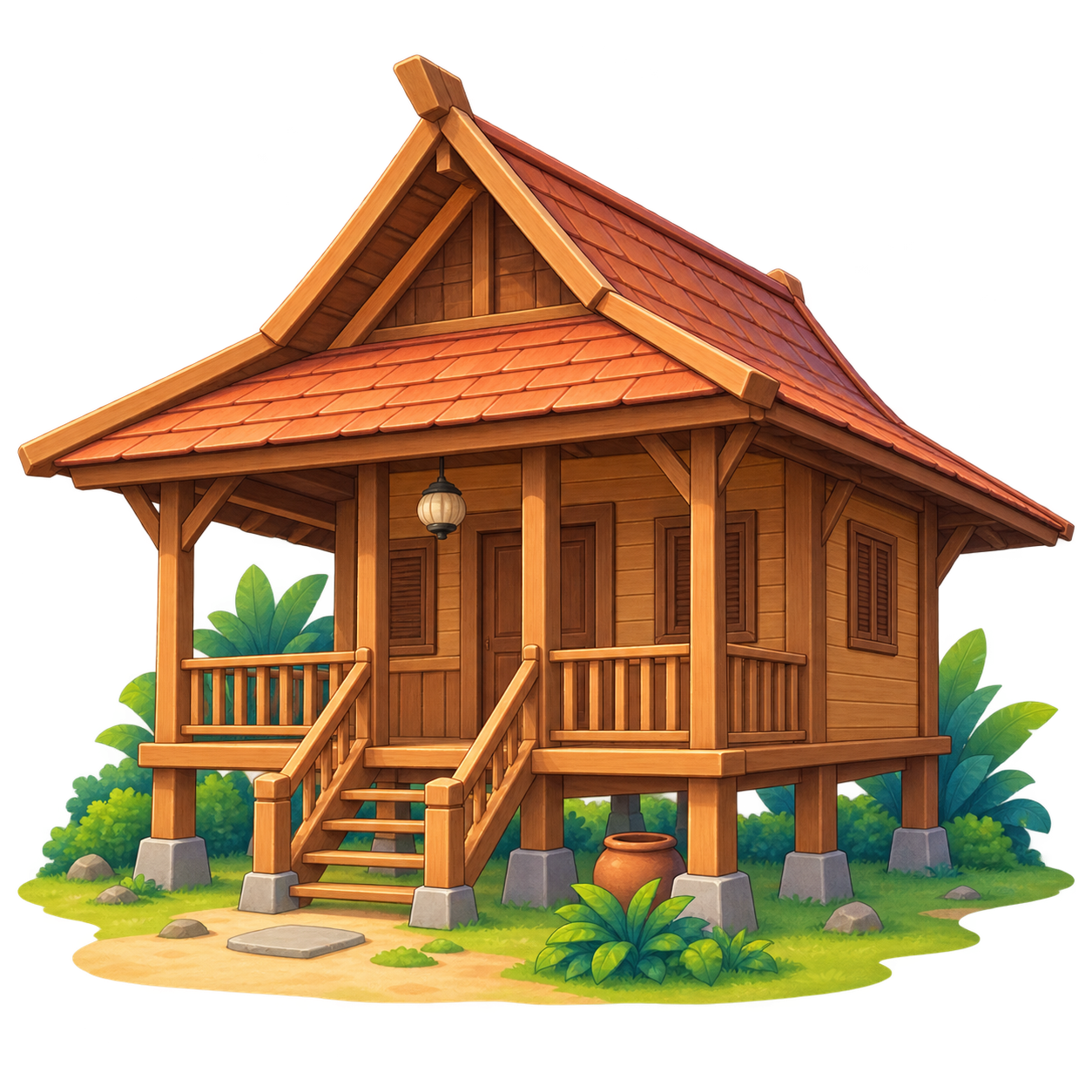 Rumah kayu tradisional generik yang tidak merujuk pada daerah tertentu
